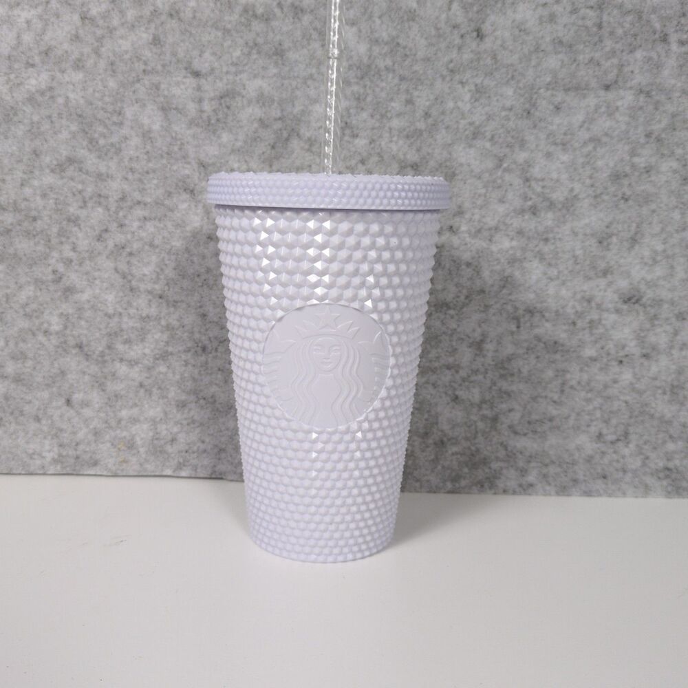 Starbucks Holiday 2021 Icy White / Lilac Studded Bling Cold Cup Tumbler 16 oz